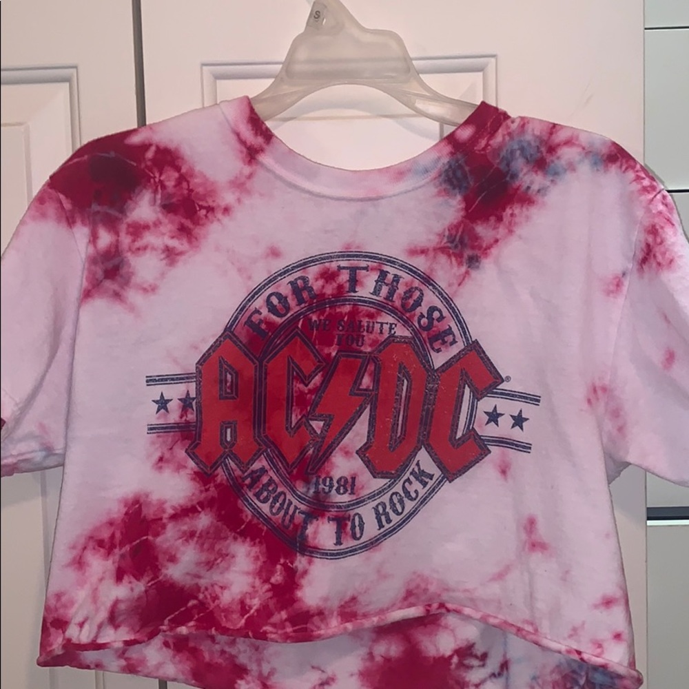 American Eagle AC/DC Tie Dye Crop Top